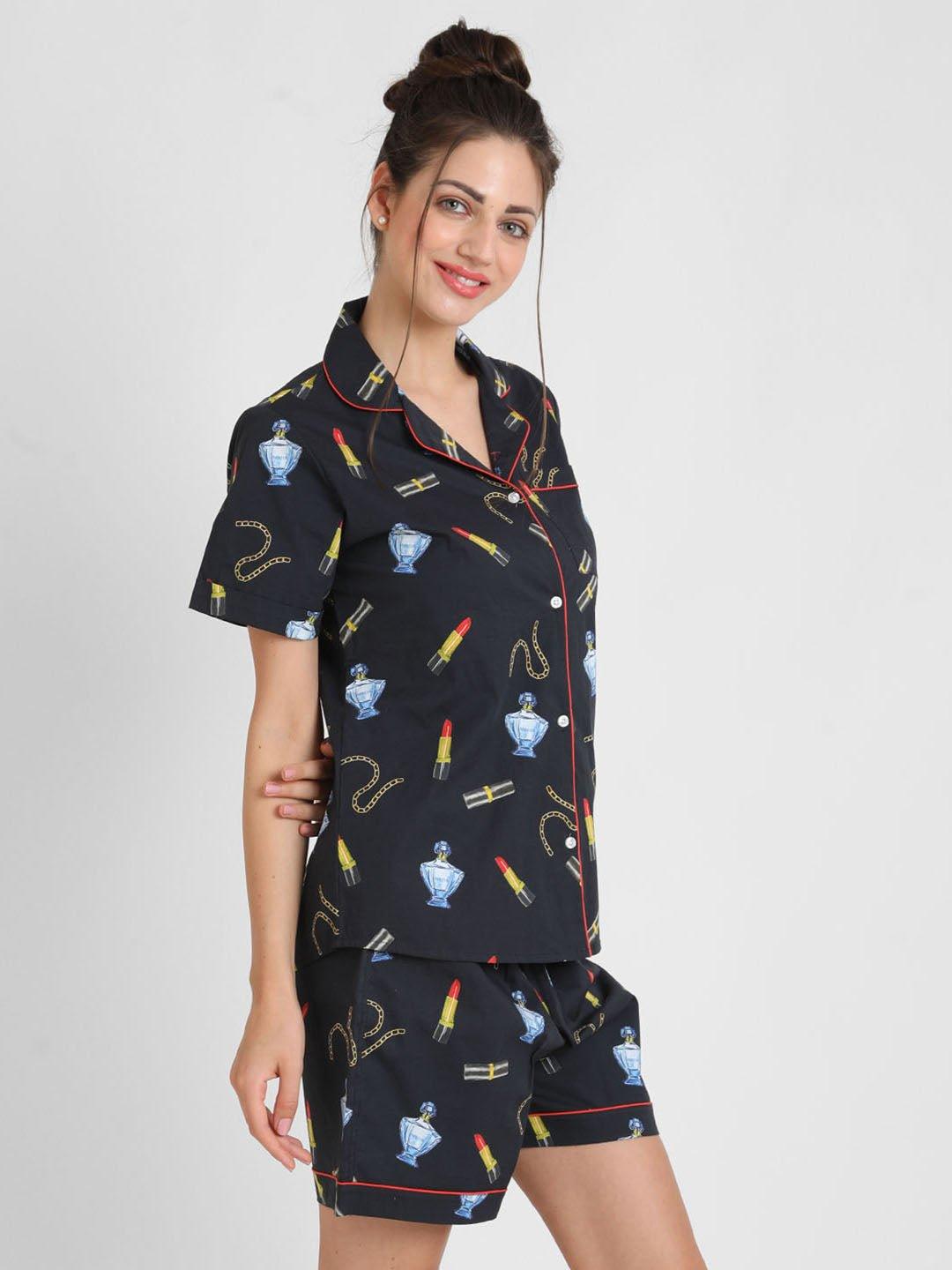 Trinket Printed Nightsuit Set for Women - koochi Poochi