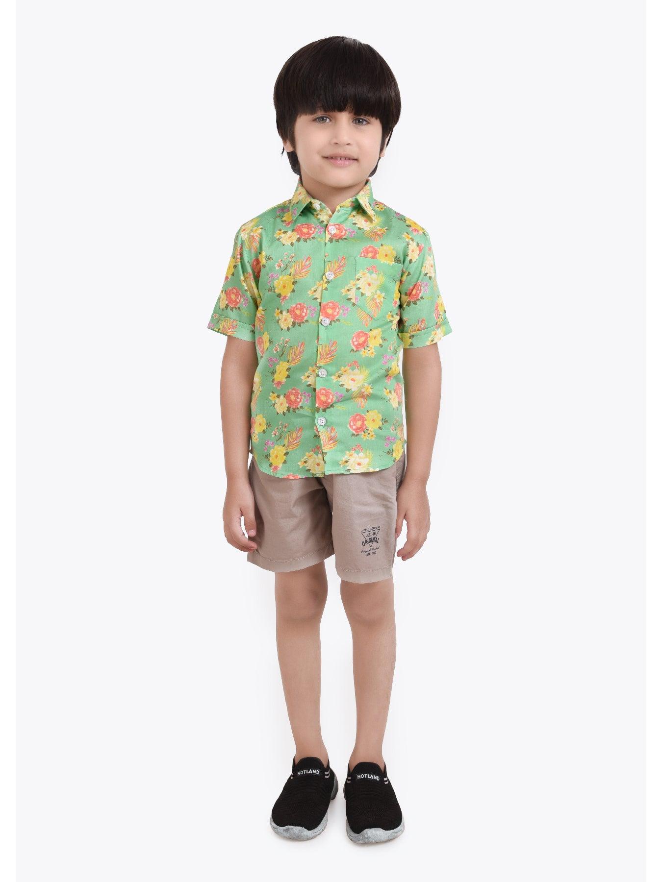 Peony Printed Half Sleeve Shirt