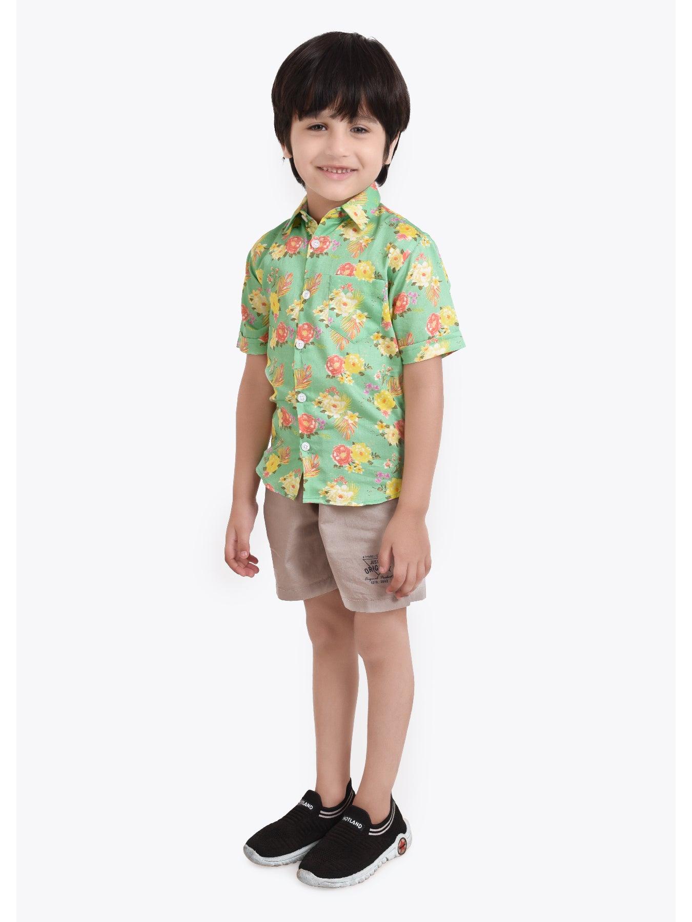 Peony Printed Half Sleeve Shirt