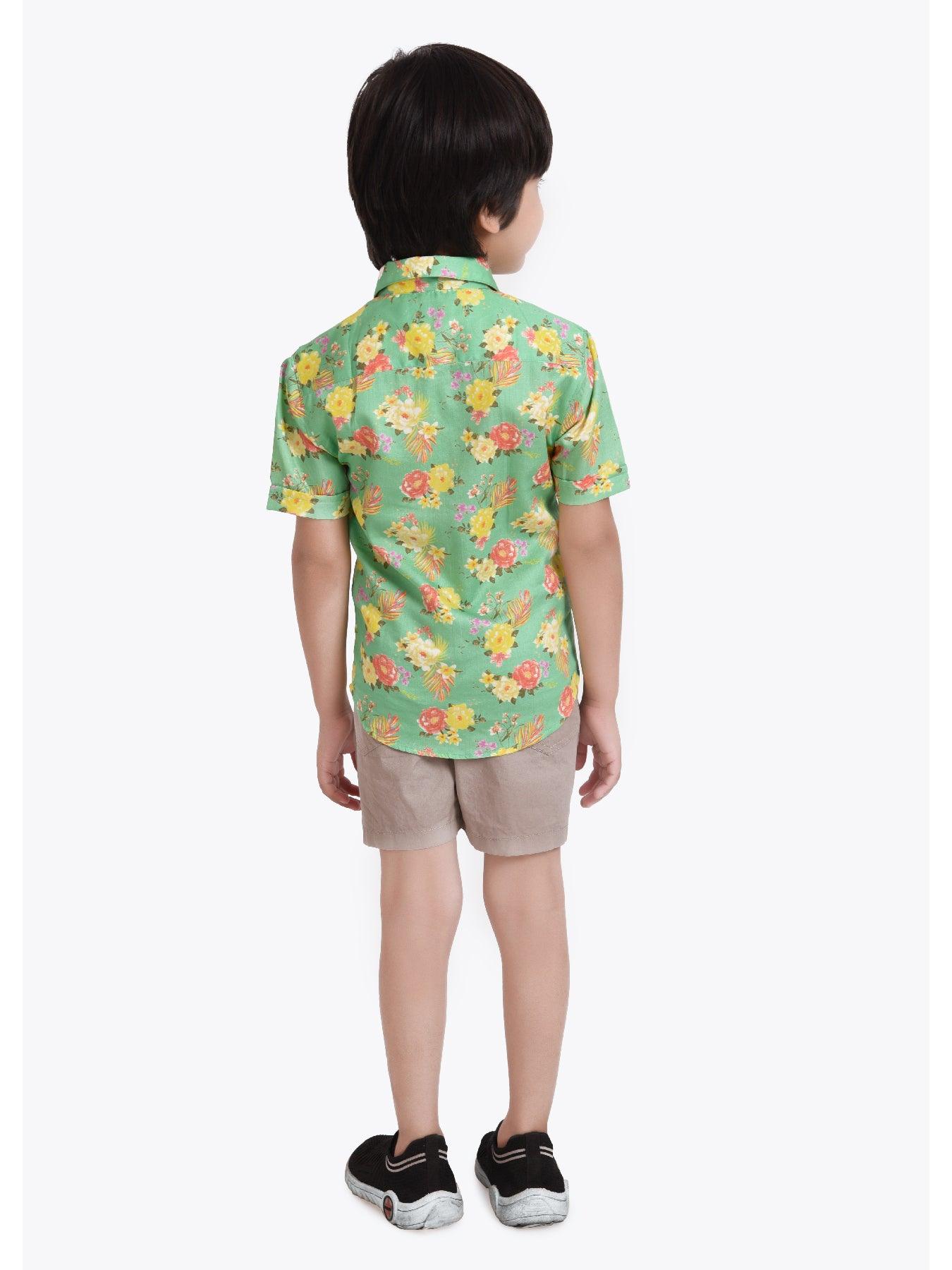 Peony Printed Half Sleeve Shirt