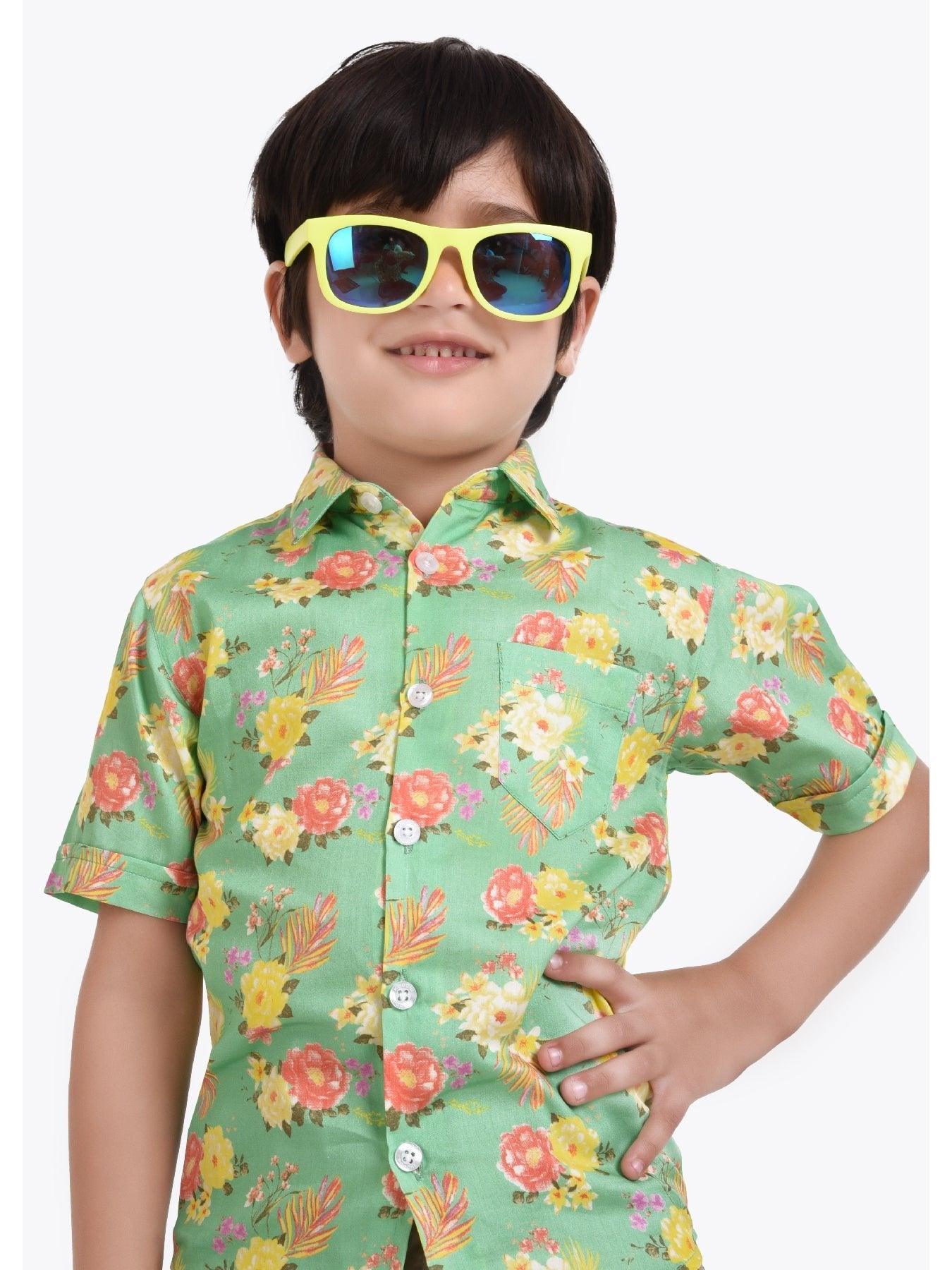 Peony Printed Half Sleeve Shirt