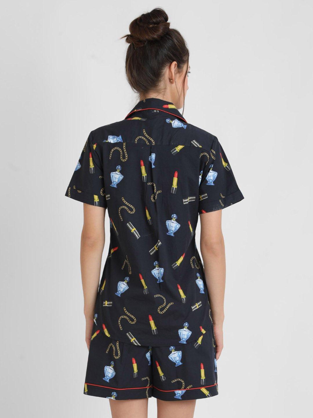 Trinket Printed Nightsuit Set for Women - koochi Poochi