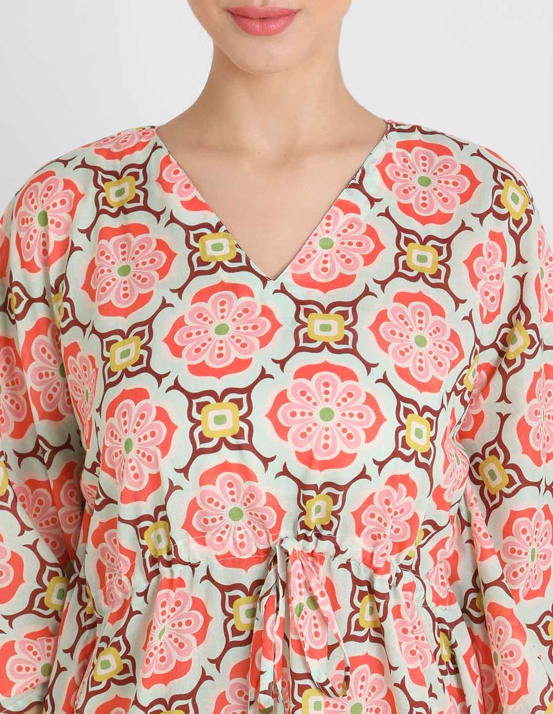 Geometric Print Kaftan Pajama Set