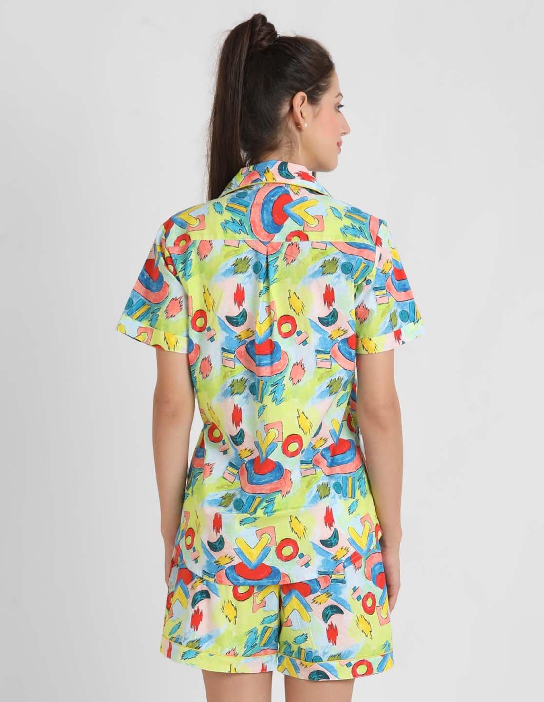 Paint Brush Printed Nightsuit Set for Women