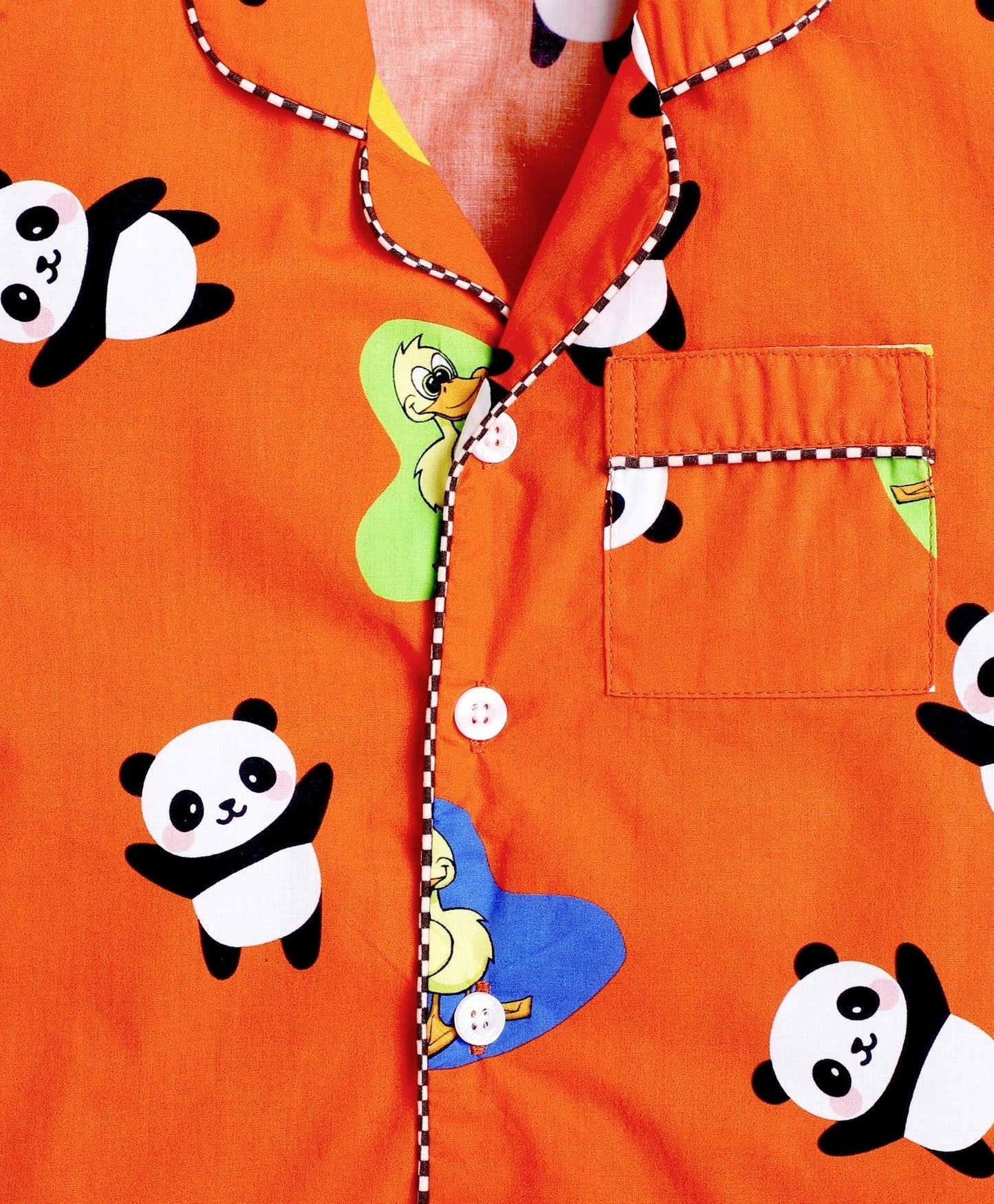 Cuteness In Orange Printed Night Suit Set