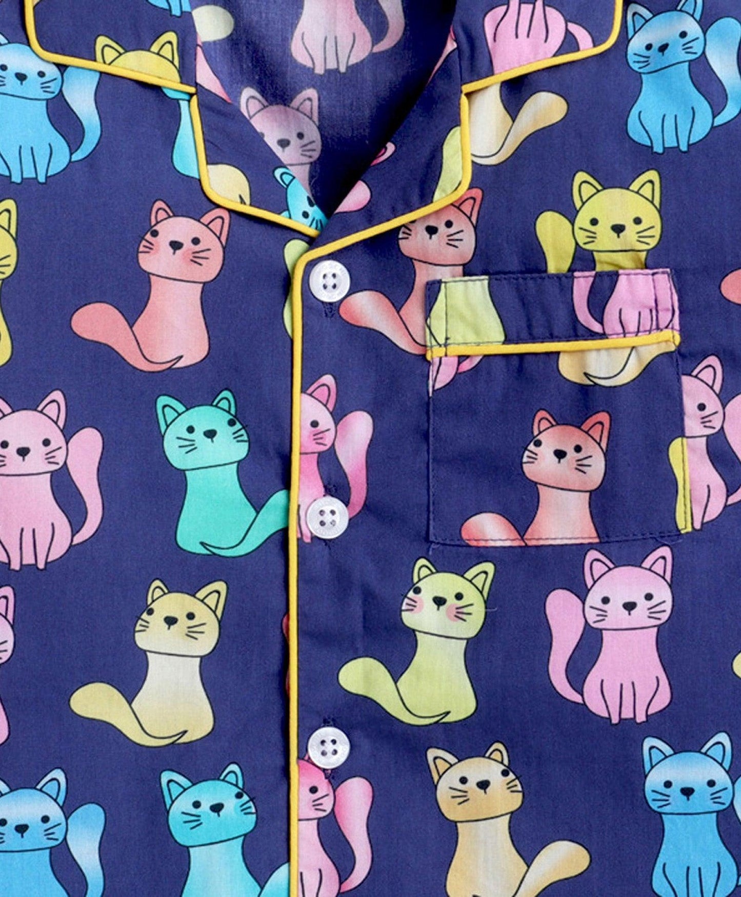 Purple Kitty Printed Night Suit Set