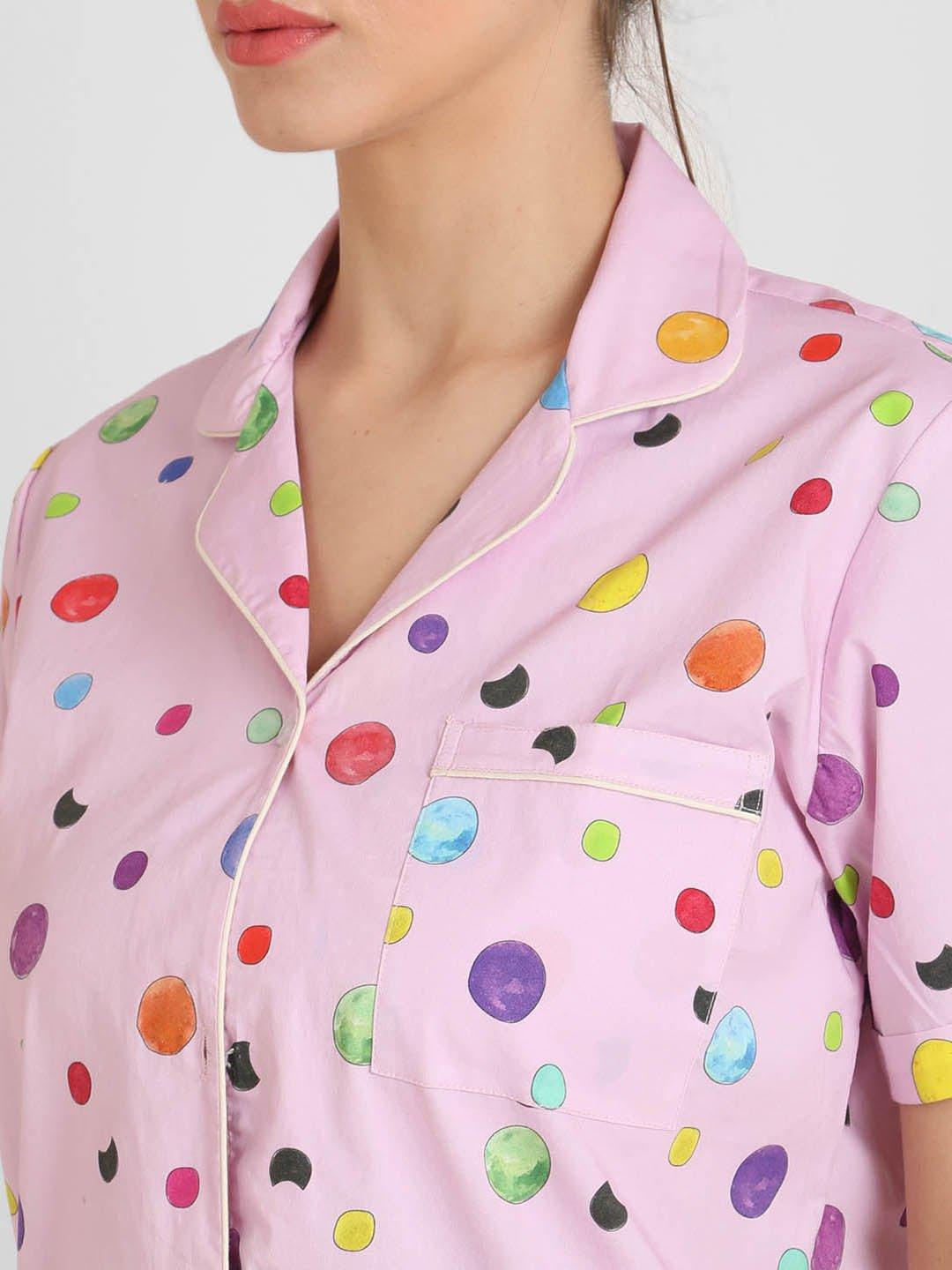 Polkadot Printed Nightsuit Set for Women