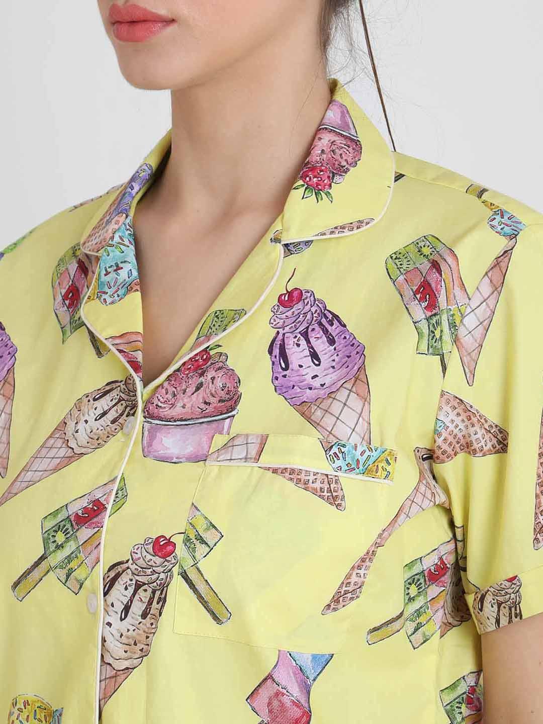 Icecream Printed Nightsuit Set for Women