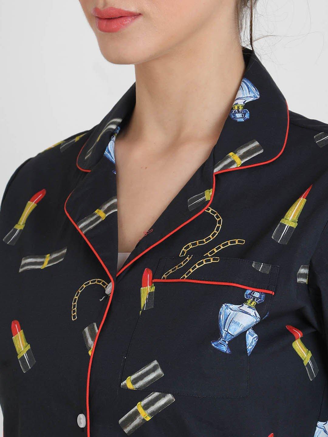 Trinket Printed Nightsuit Set for Women - koochi Poochi