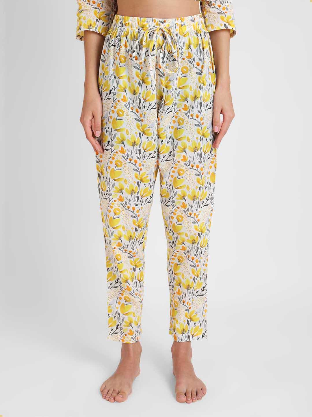 Yellow Tint Printed Nightsuit Set for Women