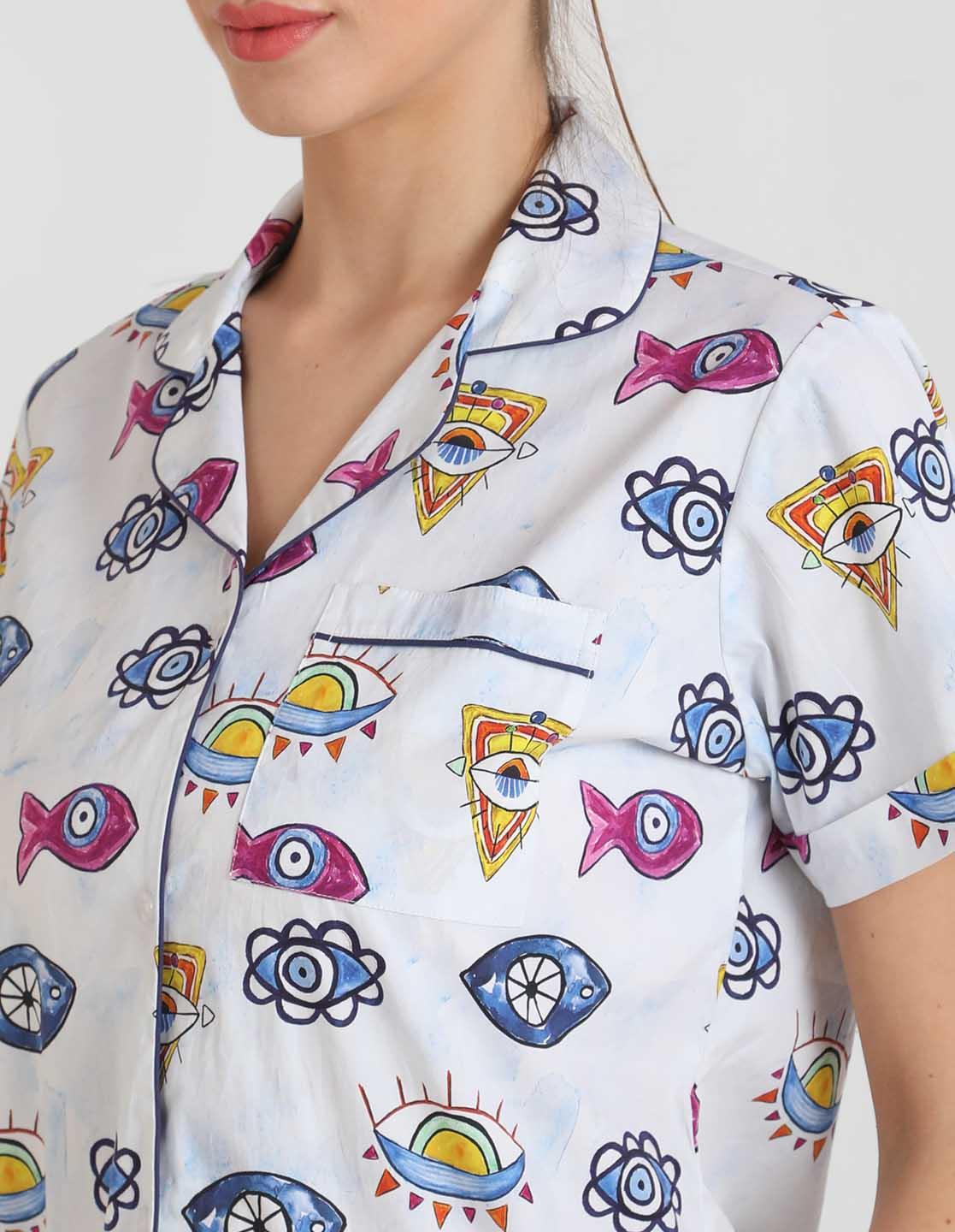 Evileye Printed Nightsuit Set for Women