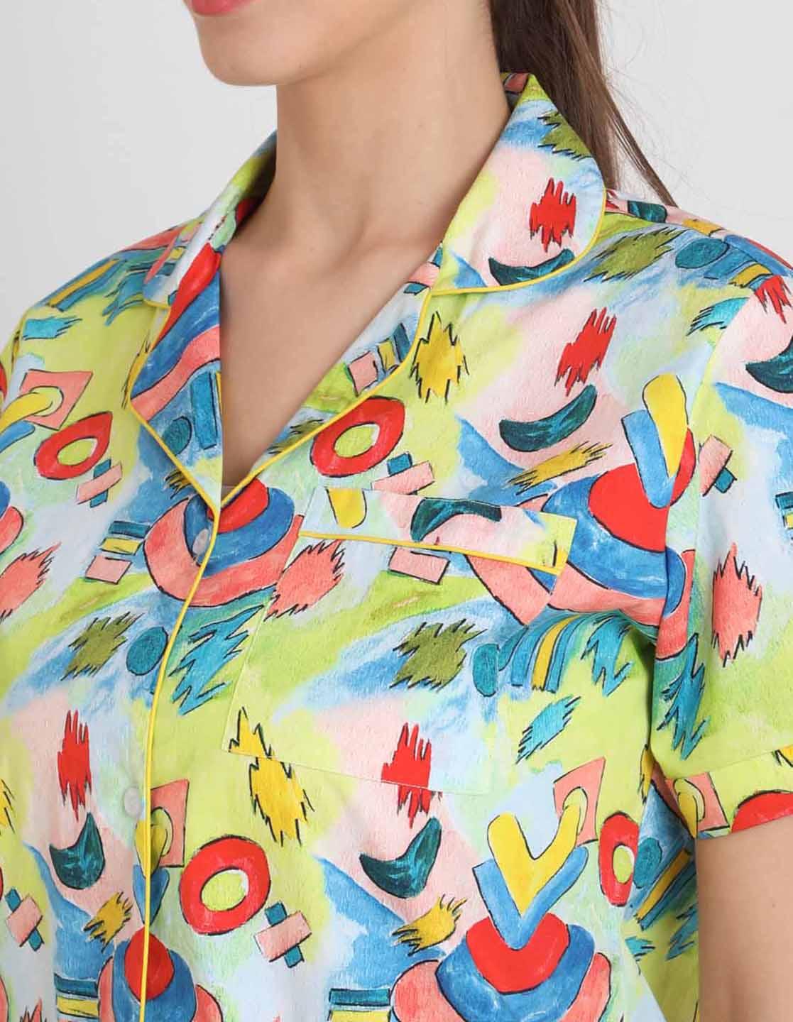 Paint Brush Printed Nightsuit Set for Women