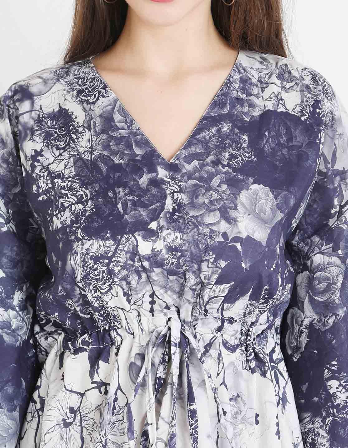 Motif Floral Printed Kaftan