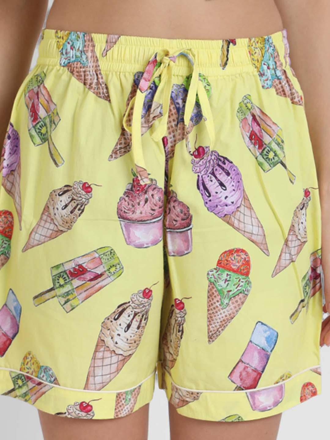 Icecream Printed Nightsuit Set for Women