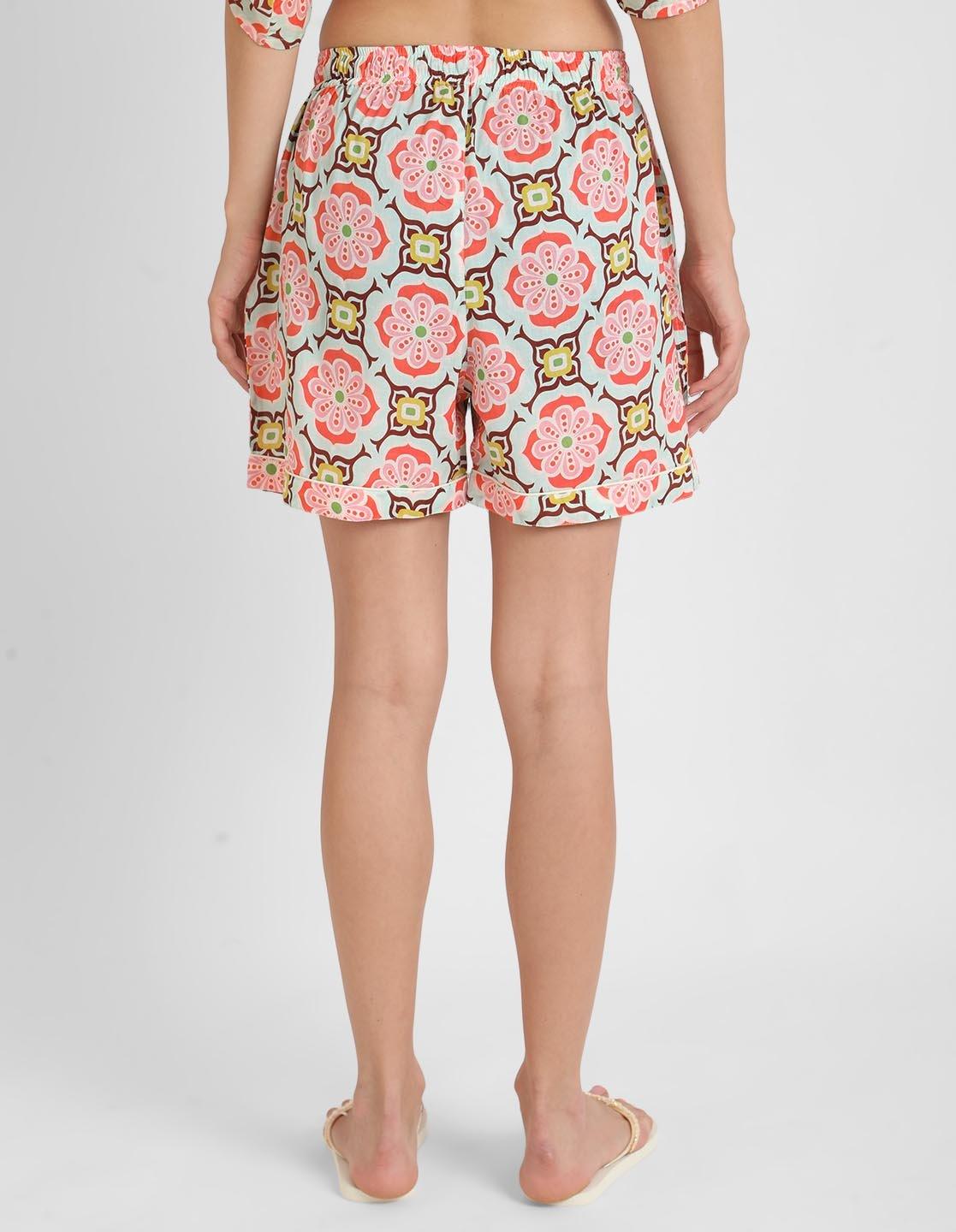 Geometric Print Kaftan Shorts Set