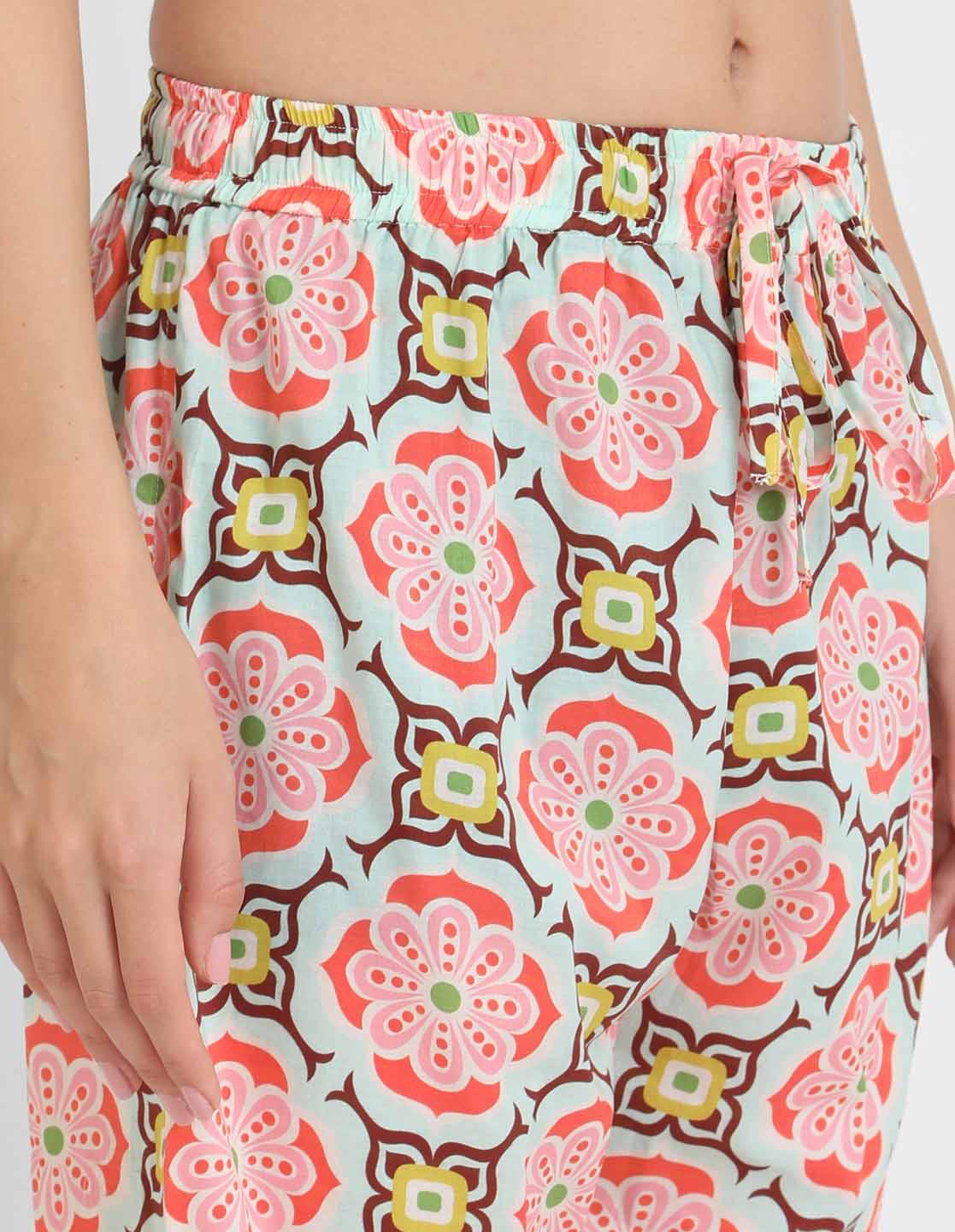 Geometric Printed Singlet Pajama Set for Women