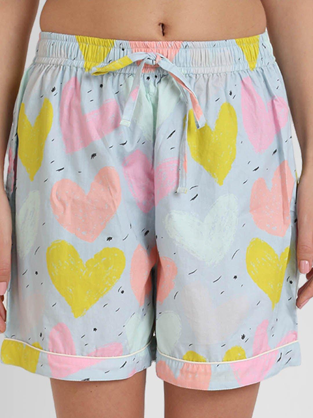 Grey Hearts Printed Nightsuit Set for Women