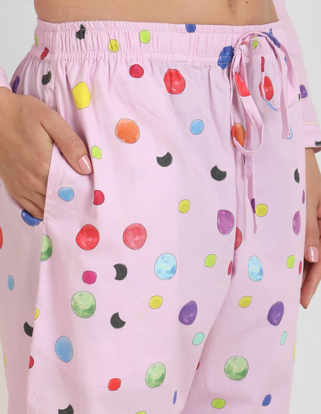 Half Polka Printed Nightsuit Set for Women