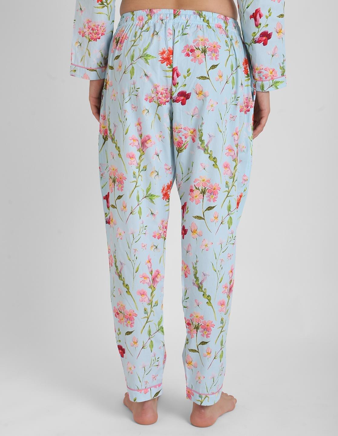 Floral Pink Printed Nightsuit Set for Women