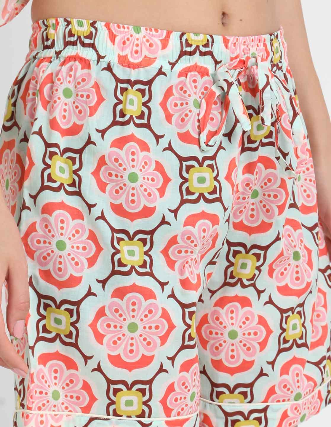 Geometric Print Kaftan Shorts Set