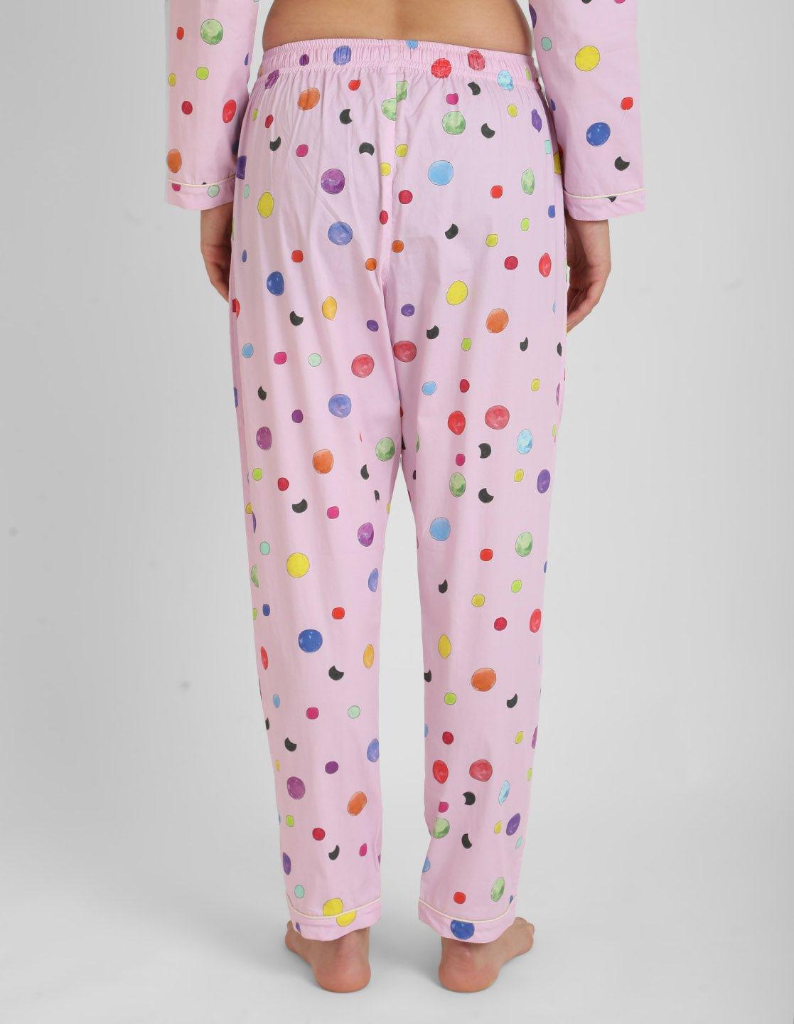 Half Polka Printed Nightsuit Set for Women