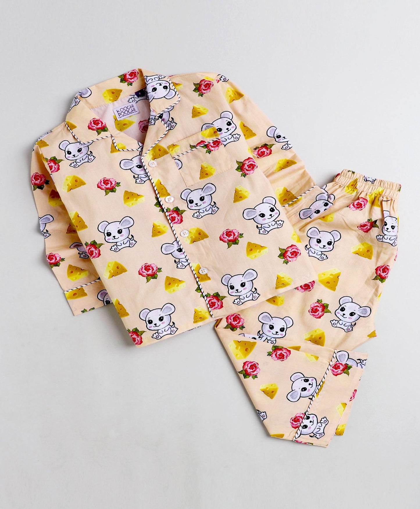 Cheese & Micky Cartoon Printed Night Suit Set - koochi Poochi