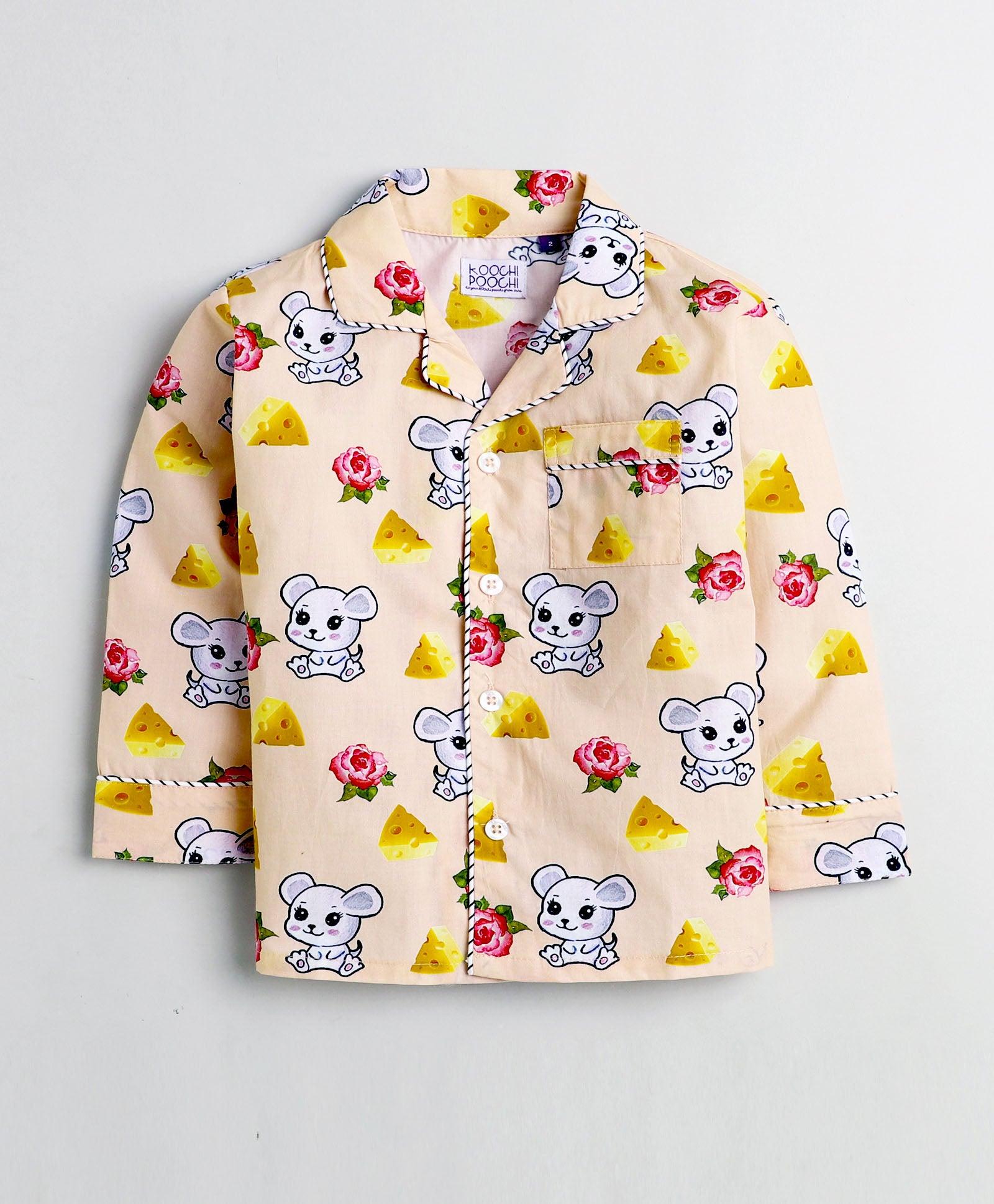 Cheese & Micky Cartoon Printed Night Suit Set - koochi Poochi