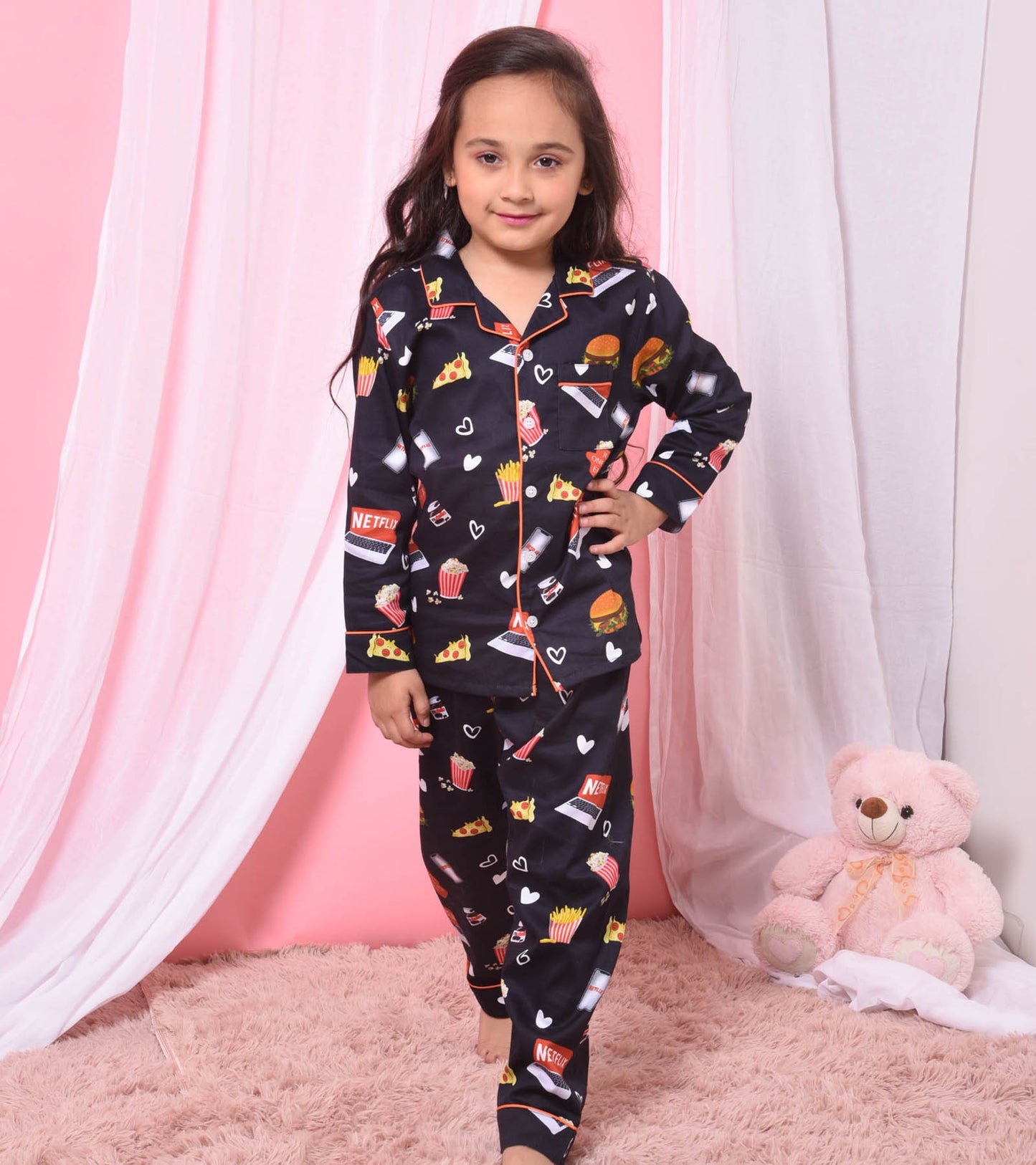 Chillflix Printed Nightsuit Set for Girls