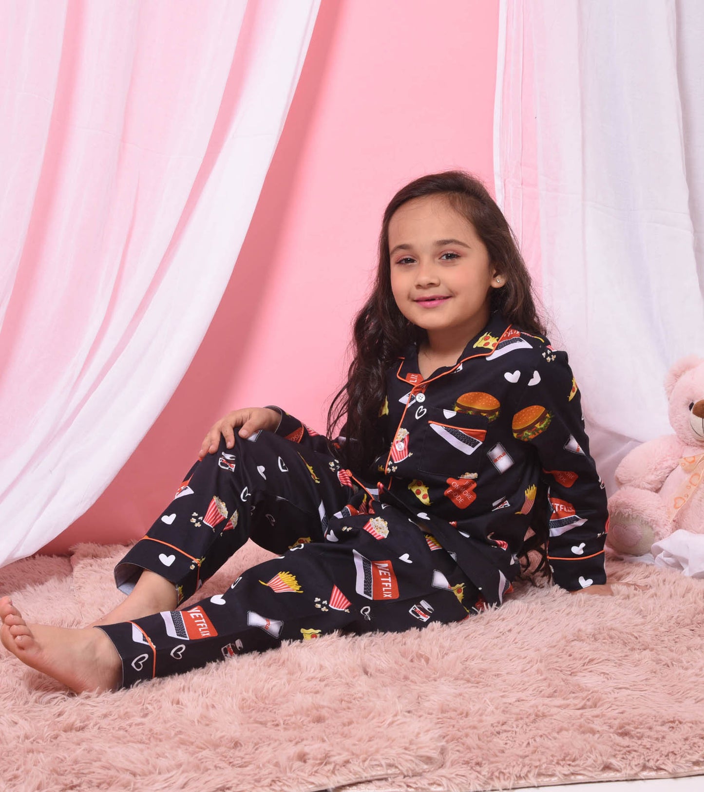 Chillflix Printed Nightsuit Set for Girls