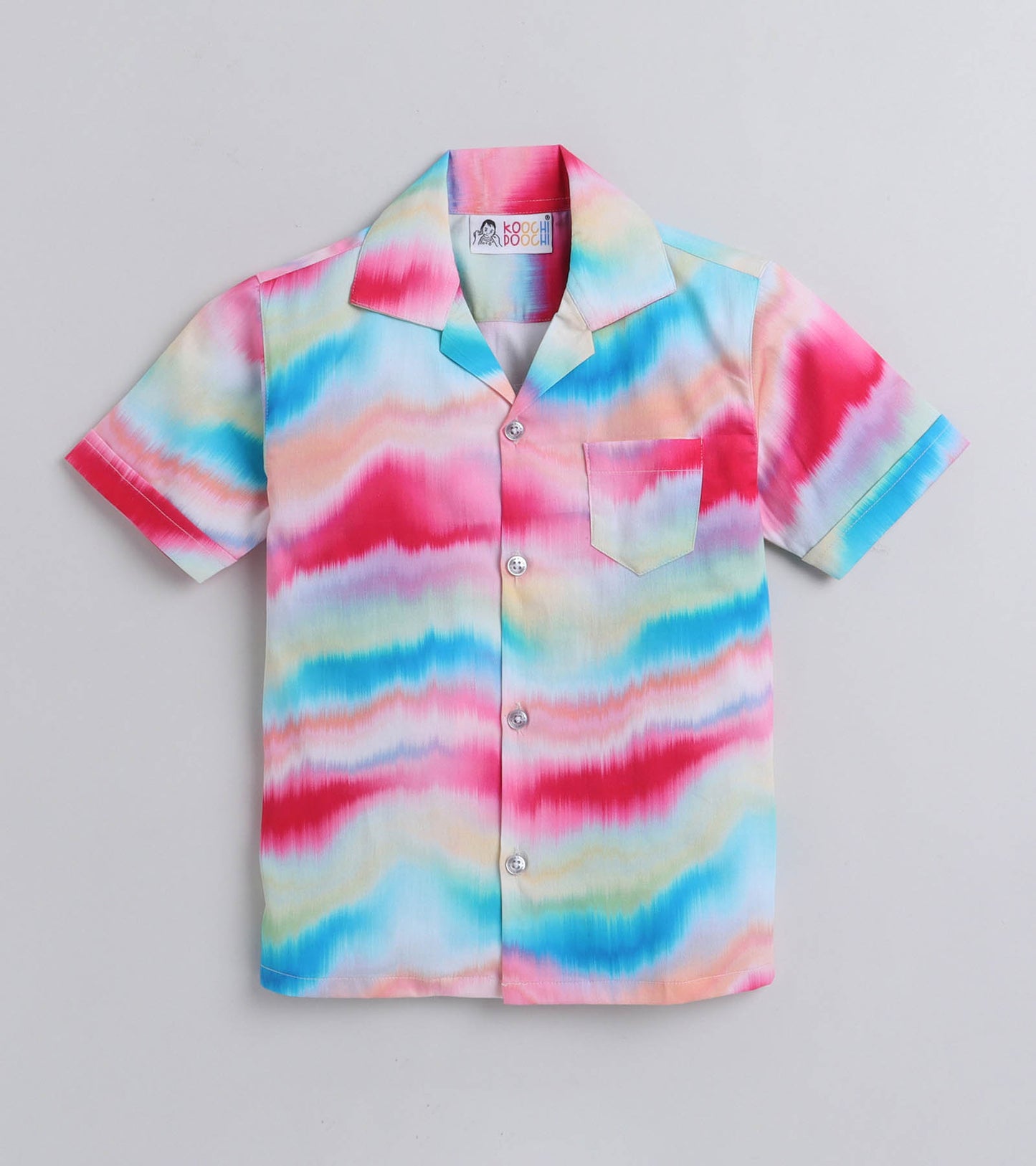 Colour Waves Digital printed Shirt with yellow solid Shorts