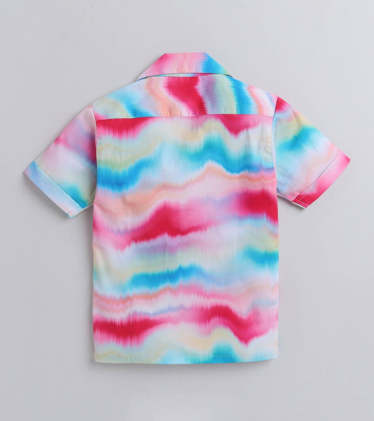 Colour Waves Digital printed Shirt with yellow solid Shorts