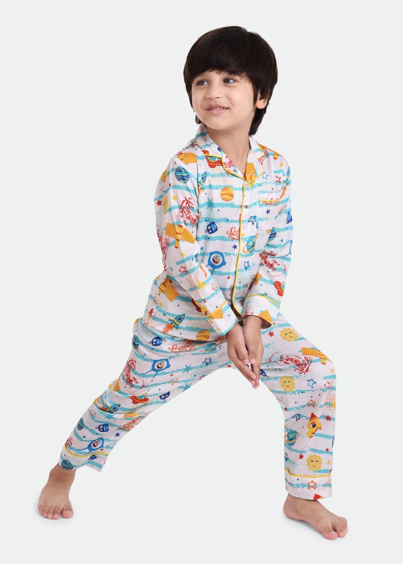 Space Enthusiast Printed Night Suit Set - koochi Poochi