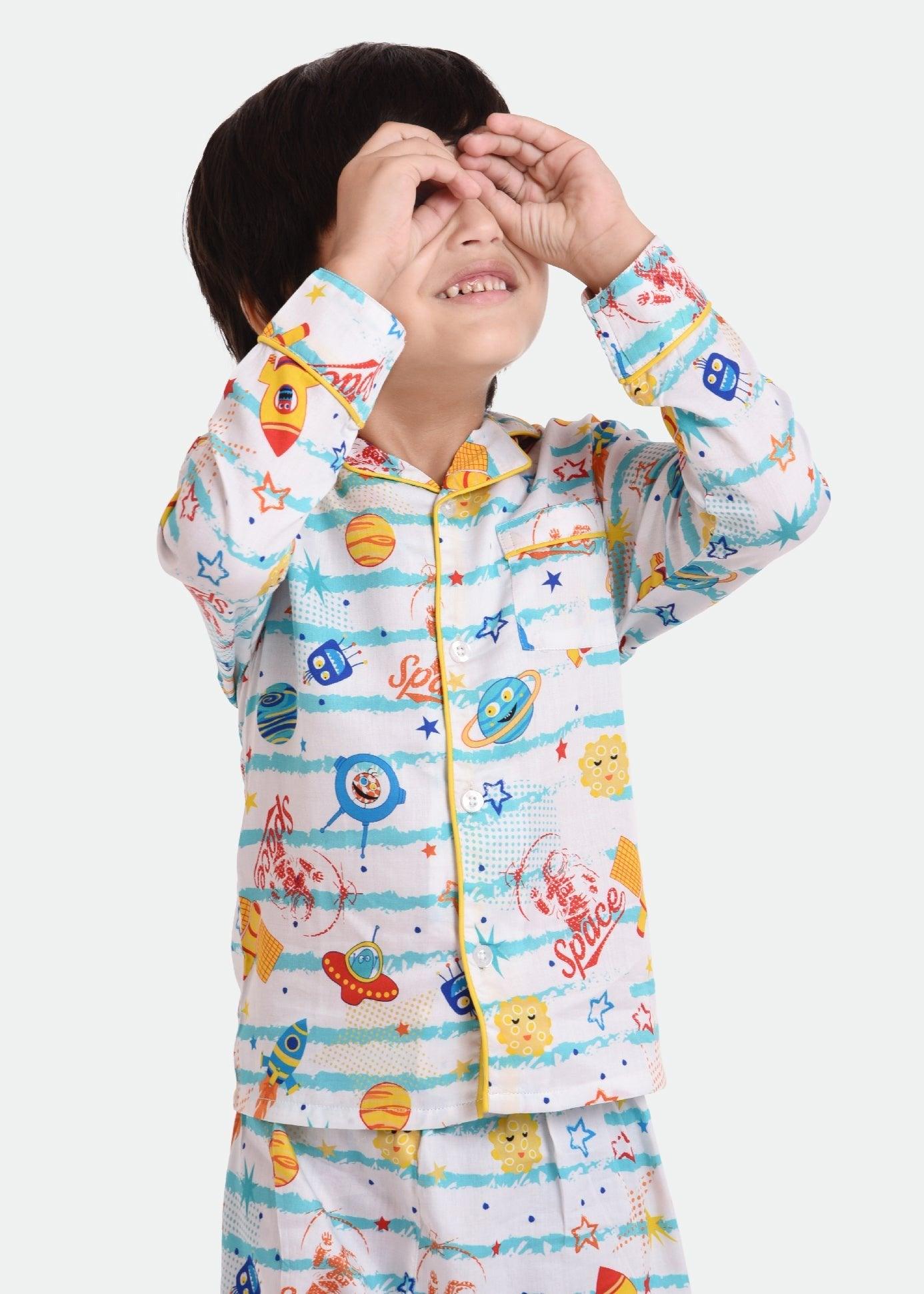 Space Enthusiast Printed Night Suit Set - koochi Poochi