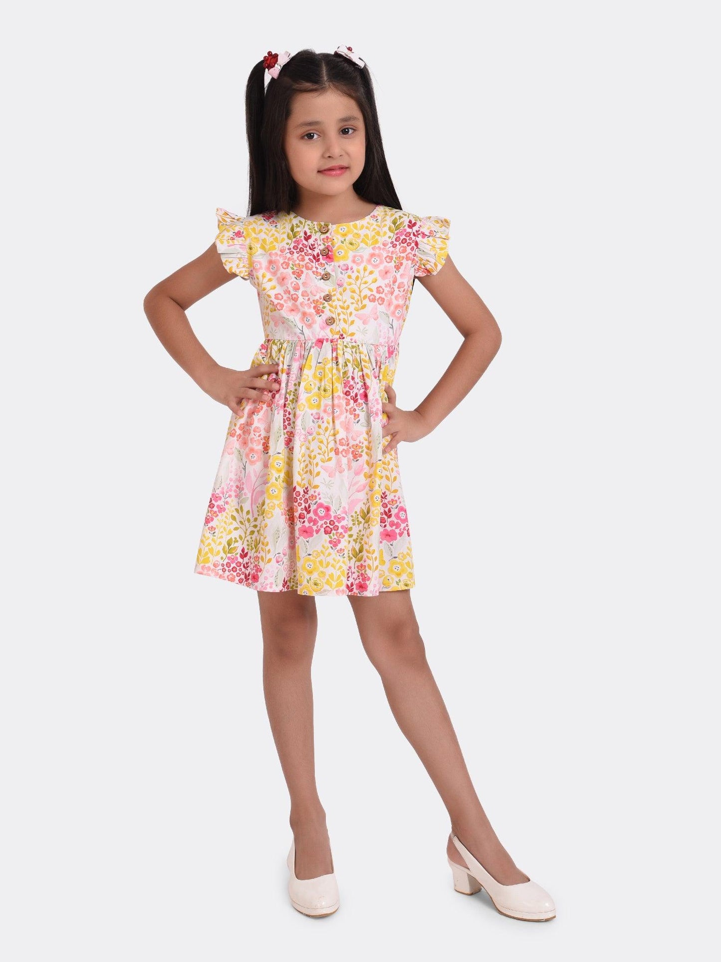 Pastel Shower Print Girls Dress