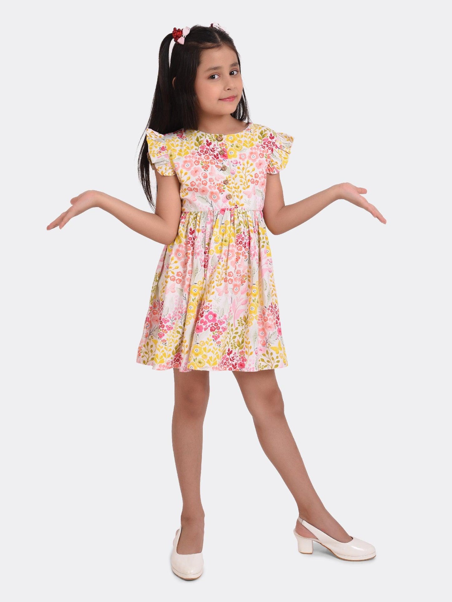 Pastel Shower Print Girls Dress