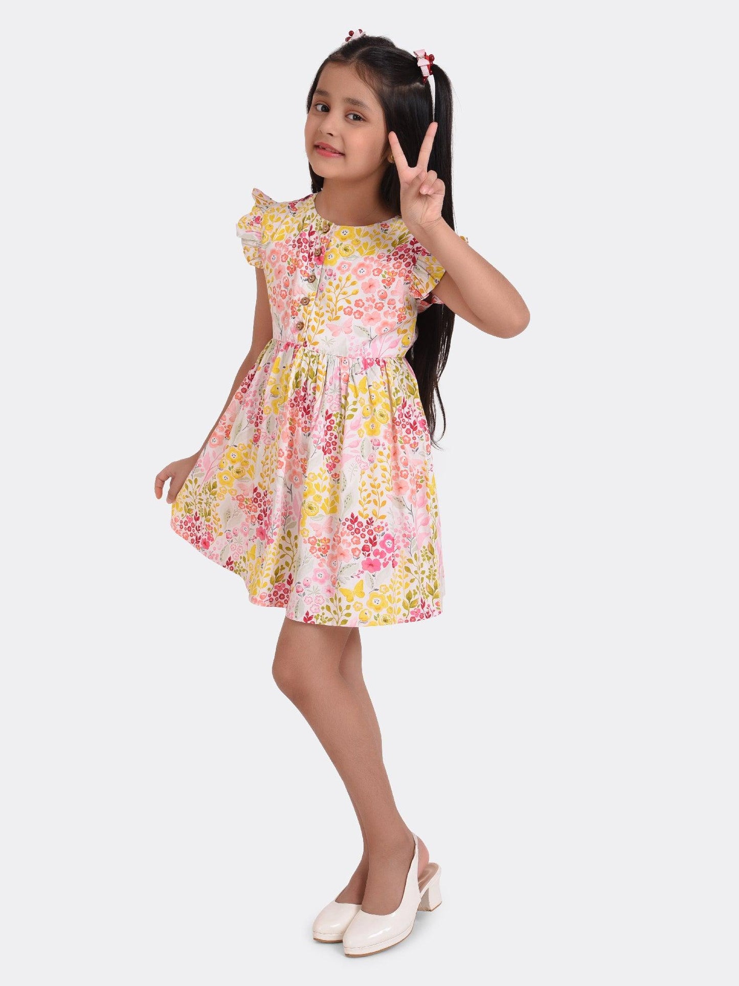 Pastel Shower Print Girls Dress