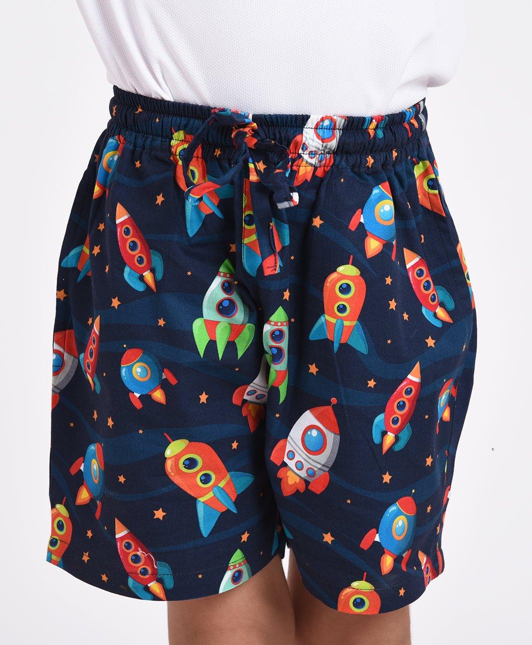 Space Print Boys Shorts - koochi Poochi