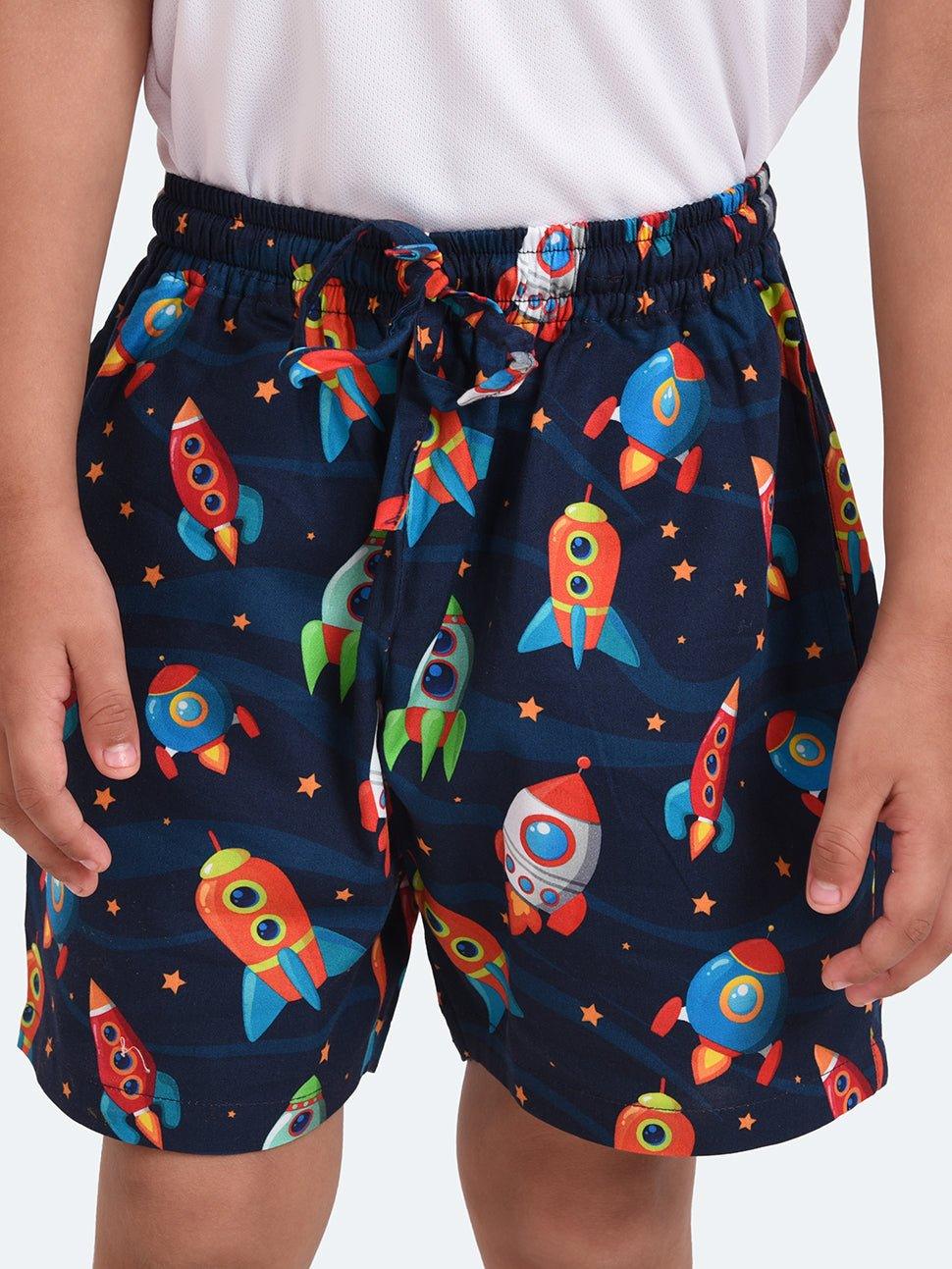 Space Print Boys Shorts - koochi Poochi
