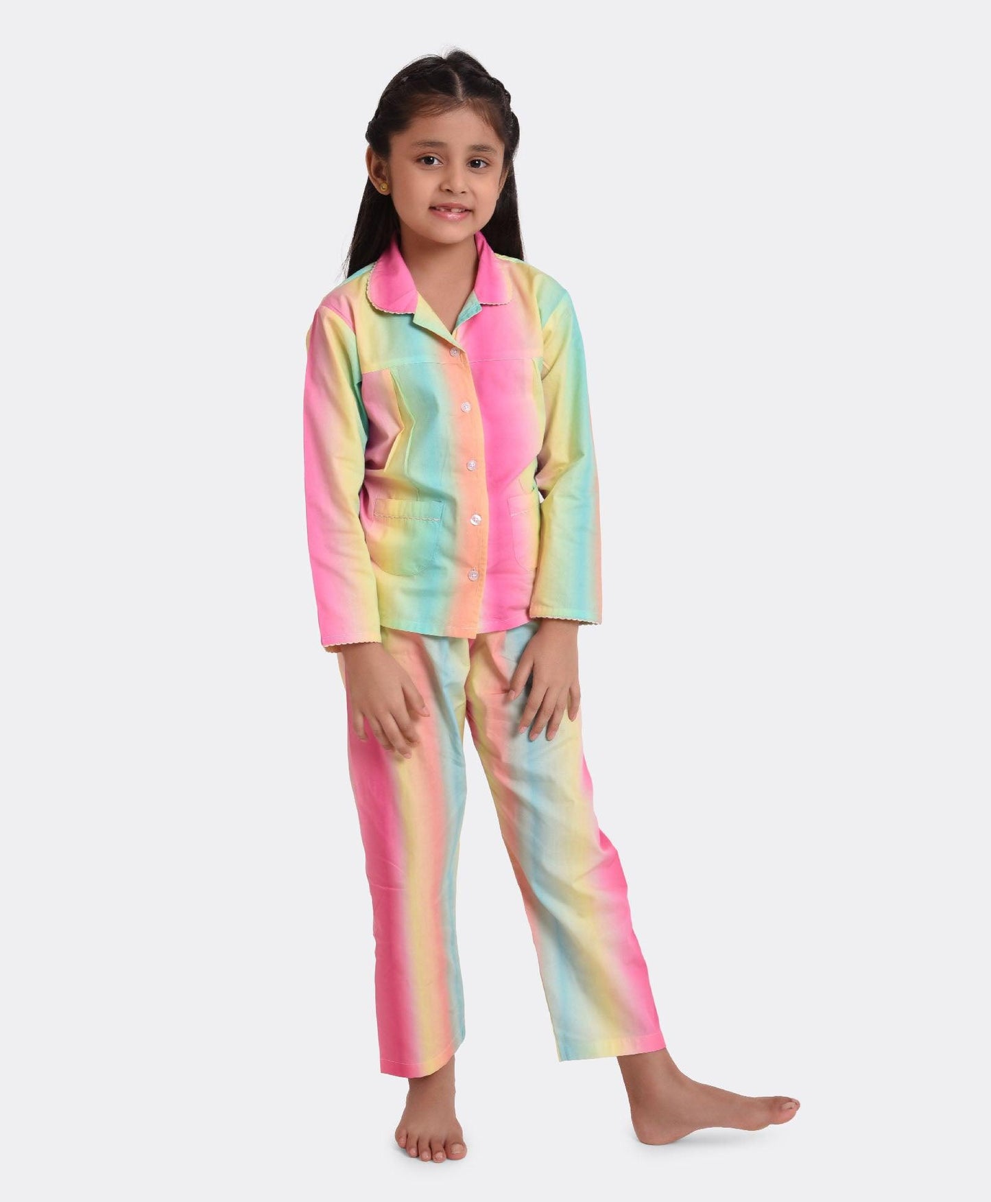 Hot Neon Printed Girls Nightsuit Set