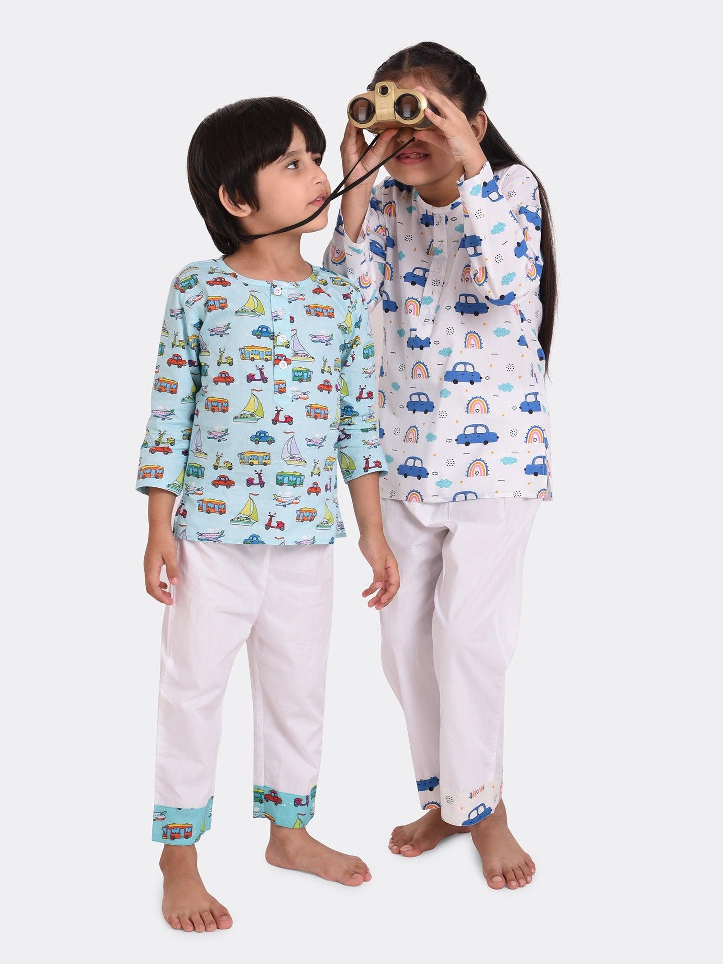 Transport Theme Printed Pyjama Kurta Set - koochi Poochi