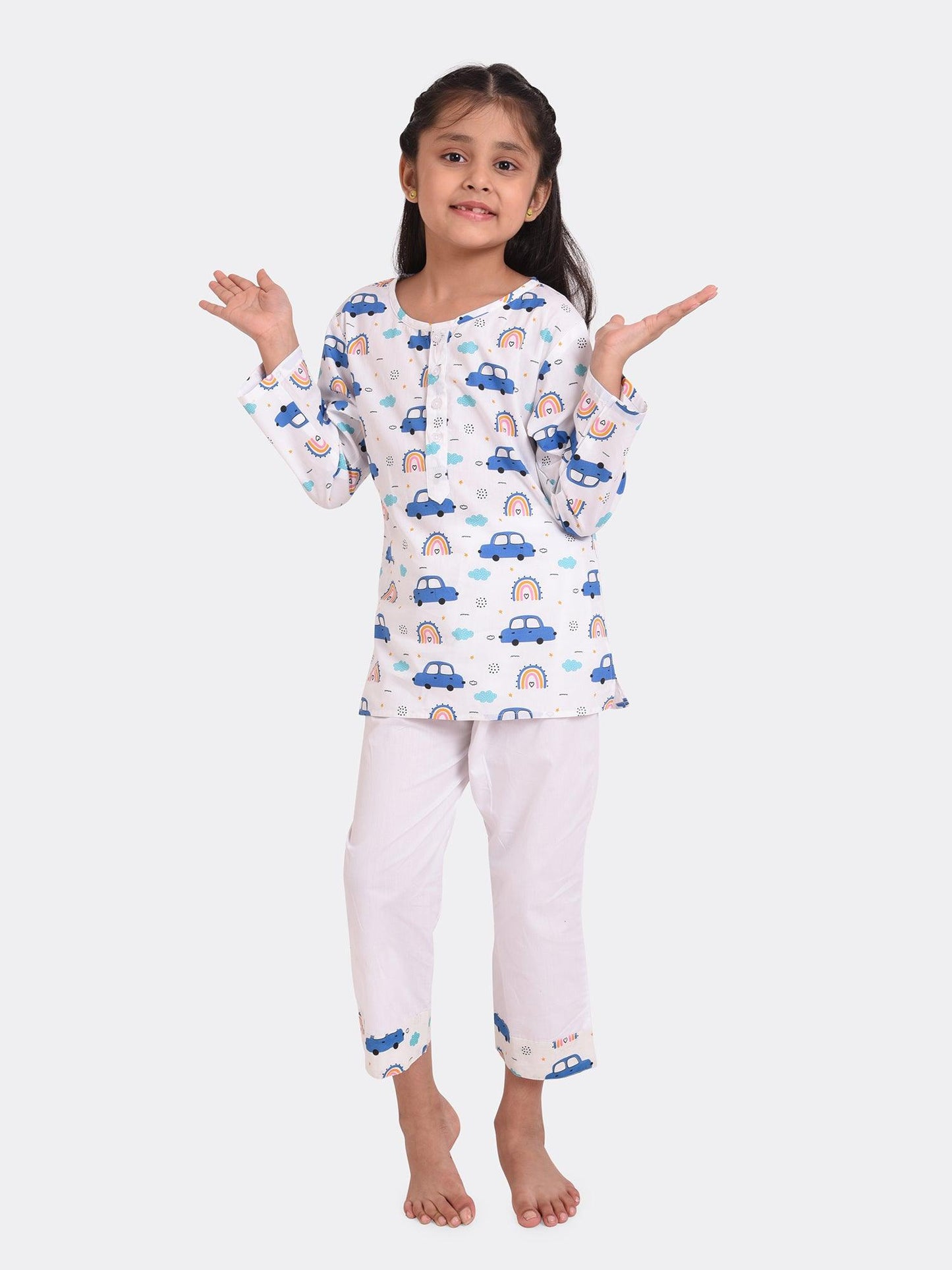 Mini Car Printed Pyjama Kurta Set