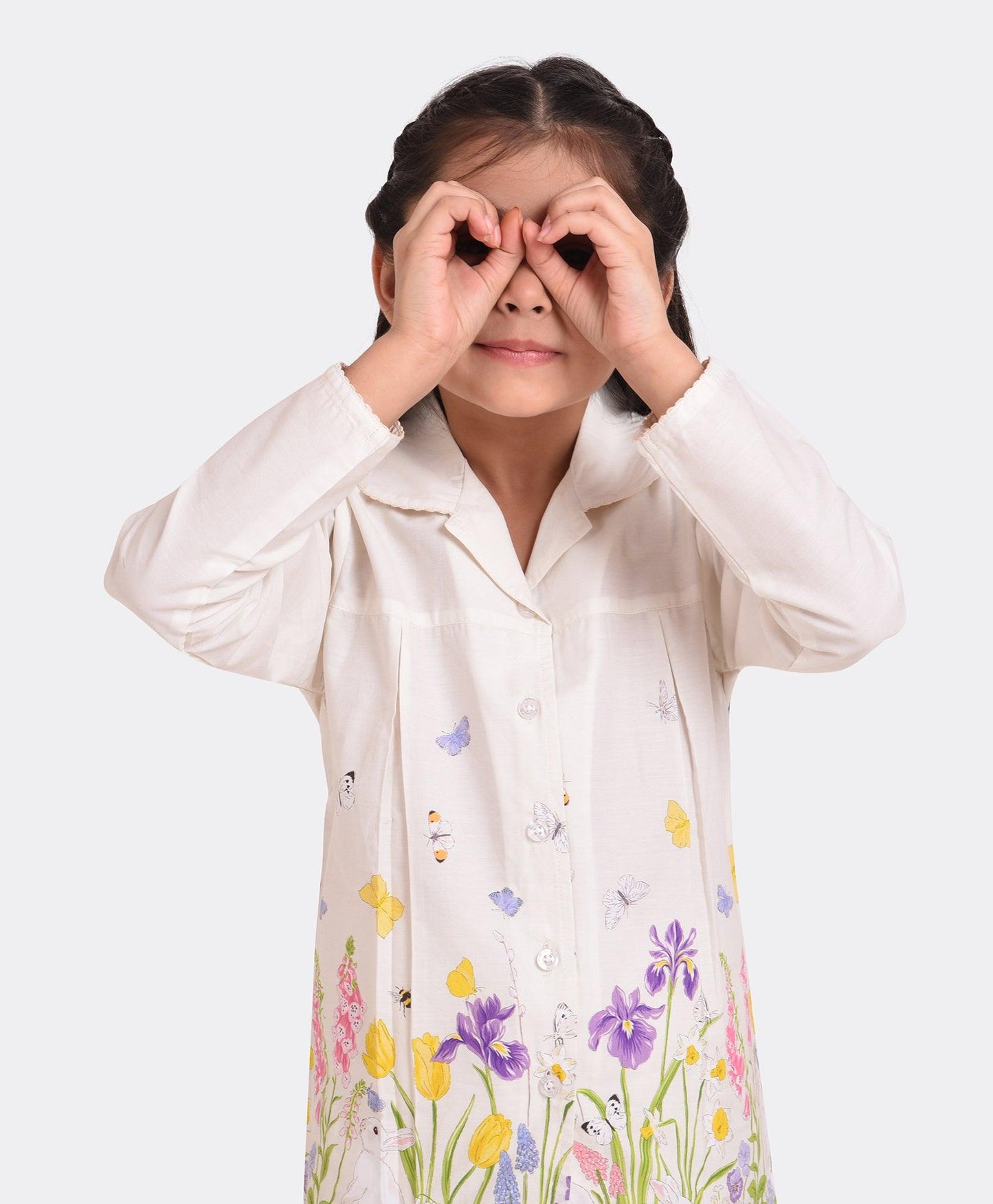 Floral Border Girls Printed Nightsuit set