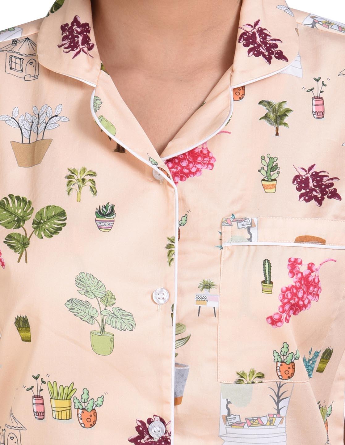 Peachy Printed Nightsuit Set for Women