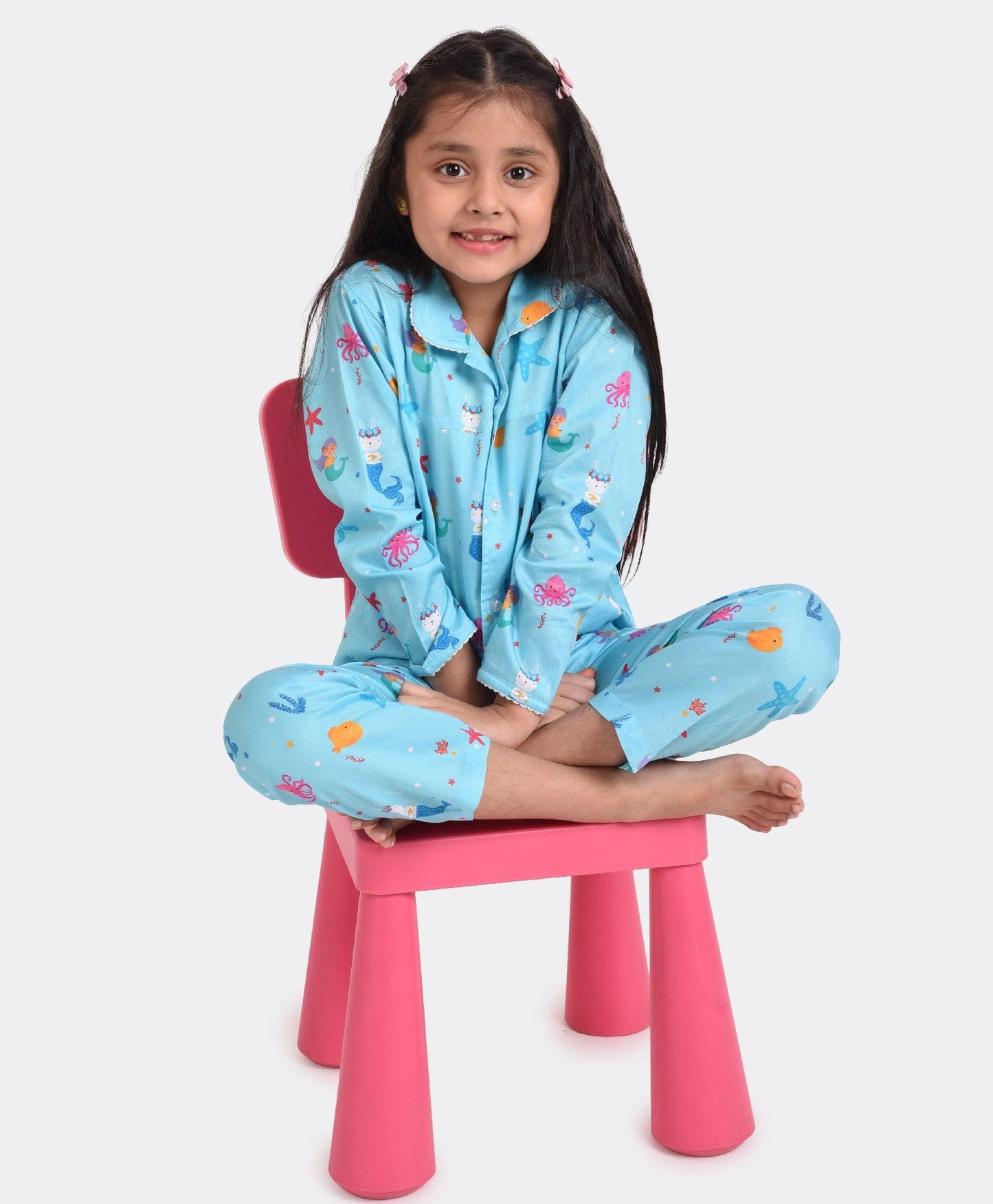 Mermaid Dream Printed Nightsuit Set for Girls