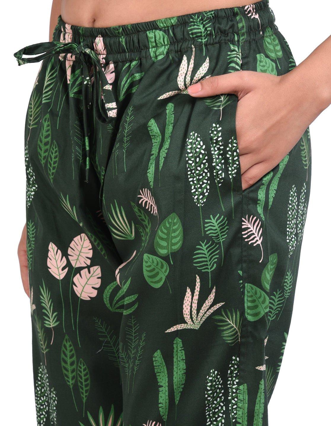Green Fever Printed Nightsuit Set for Women