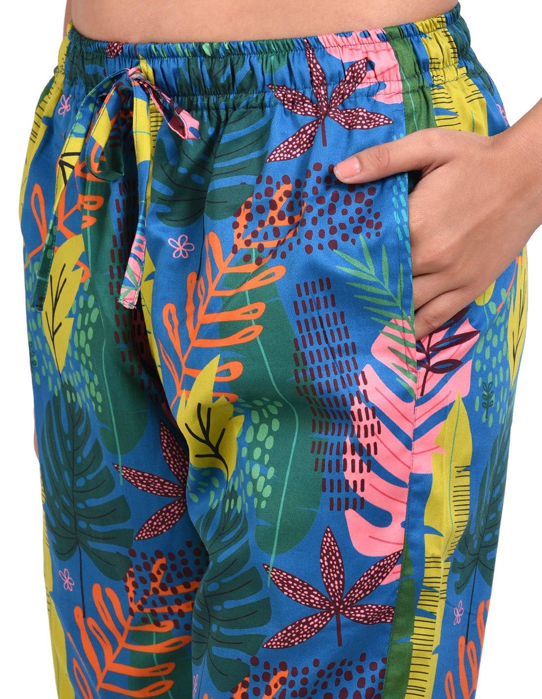 Tropical Jungle Printed Nightsuit Set for Women - koochi Poochi