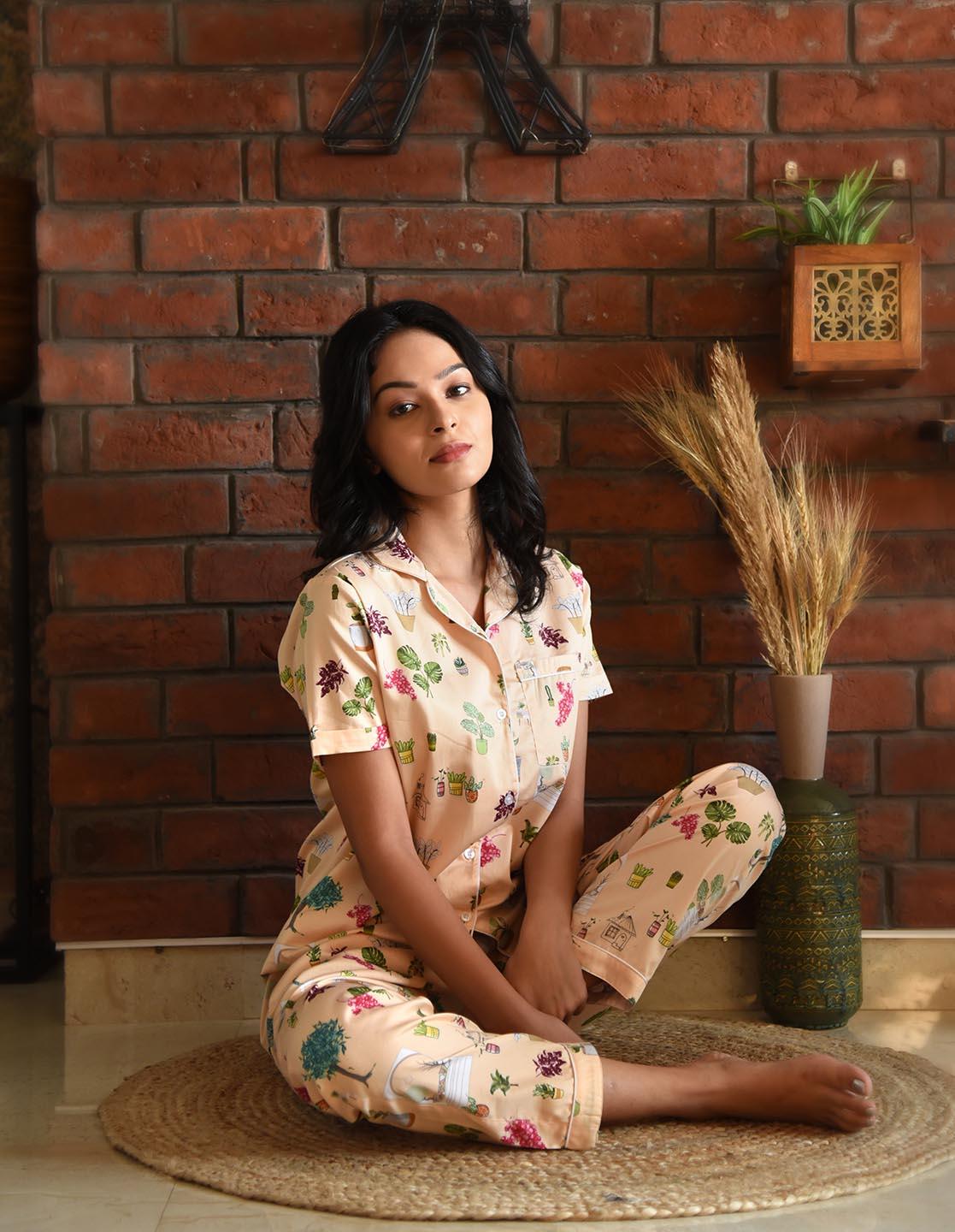 Peachy Printed Nightsuit Set for Women