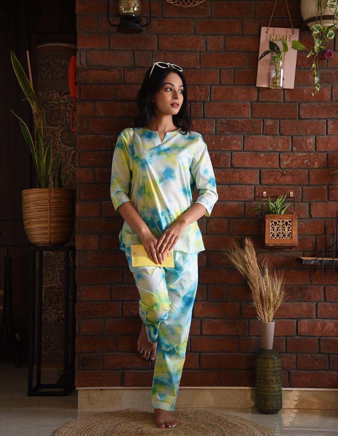 Tie Dye Printed Nightsuit Set for Women