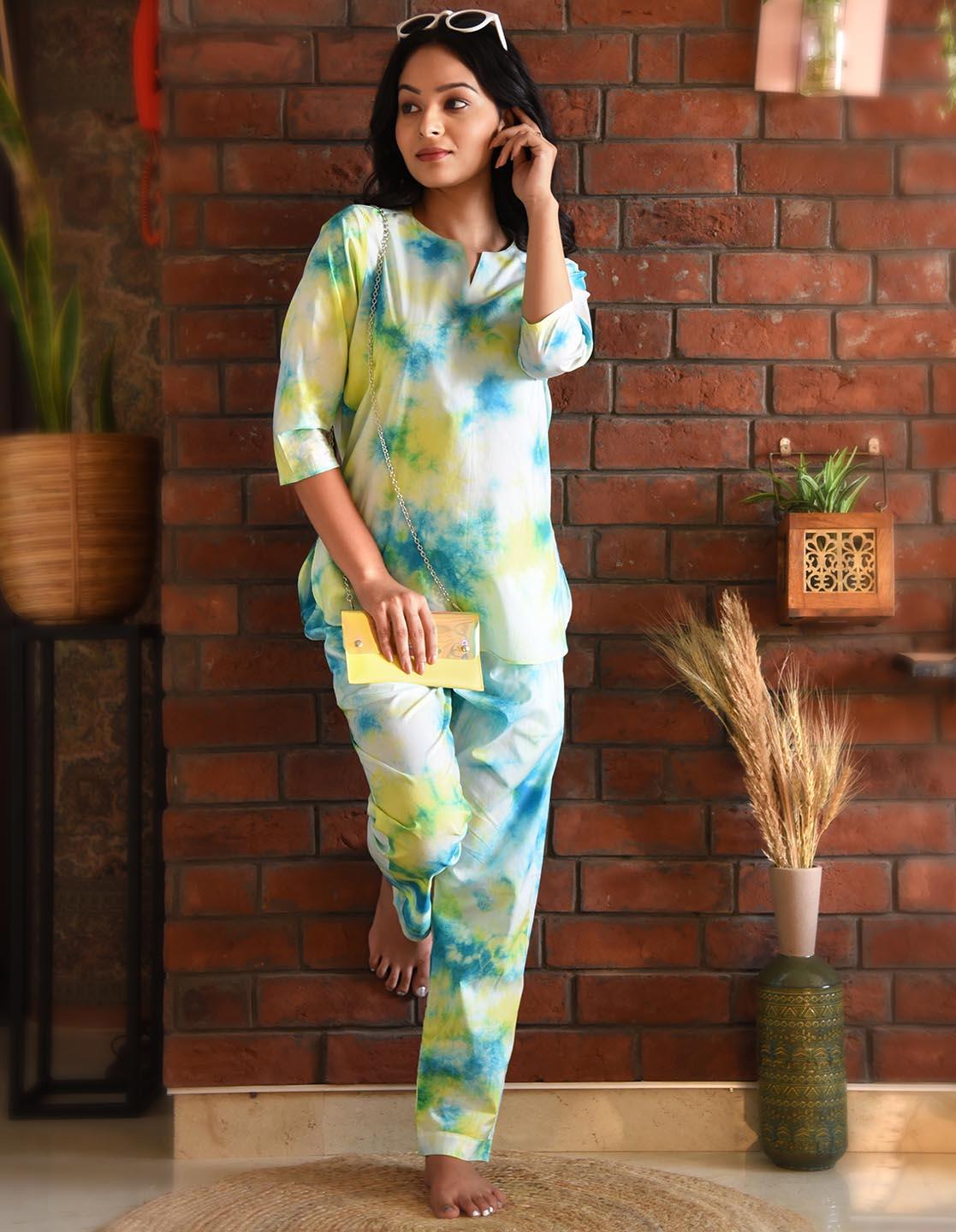 Tie Dye Printed Nightsuit Set for Women