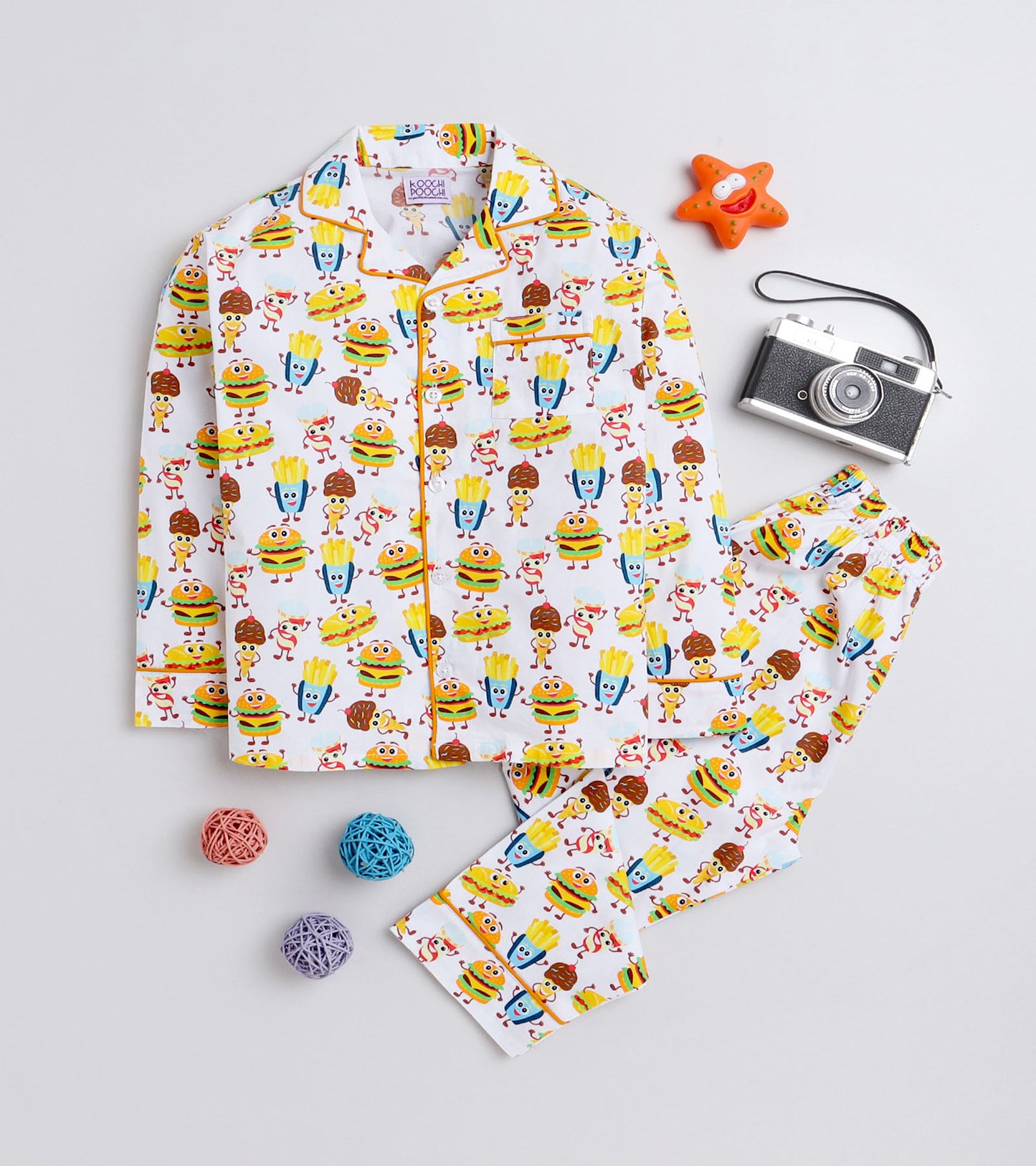 Fav Food Printed Nightsuit Set for Girls